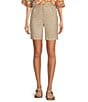 NYDJ Stretch Linen Blend High Rise Relaxed Fit Shorts, Color:Feather - Image 1