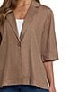 NYDJ Stretch Linen Blend Notch Collar Elbow Sleeve Single Button Blazer - Image 3