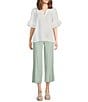 NYDJ Stretch Linen Blend High Rise Wide Leg Cargo Capri Pants, Color:Tomatillo - Image 3