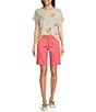 NYDJ Stretch Twill Flat Front High Rise Shorts, Color:Spiced Coral - Image 3