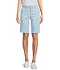 NYDJ Stretch Twill Flat Front High Rise Shorts, Color:Aquatic - Image 1