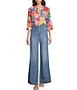 Color:Corfu - Image 3 - Teresa High Rise Wide Leg 4-Pocket Style Jeans