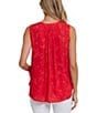 NYDJ Woven Floral Print Sleeveless Inverted Pleat Mandarin Collar Pintuck Blouse, Color:Valentina - Image 2