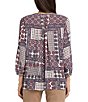 NYDJ Woven Floral Split V-Neck Button Front 3/4 Sleeve Blouse - Image 2