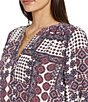 NYDJ Woven Floral Split V-Neck Button Front 3/4 Sleeve Blouse - Image 3