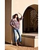 NYDJ Woven Floral Split V-Neck Button Front 3/4 Sleeve Blouse - Image 5