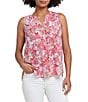 NYDJ Woven Sleeveless Inverted Pleat Mandarin Collar Pintuck Blouse, Color:Lucian - Image 1