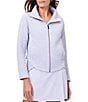 Color:Wisteria - Image 1 - NZ ACTIVE by NIC + ZOE All Year Textured Knit Stand Collar Long Sleeve High-Low Hem Pocketed Jacket