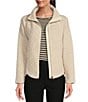 Color:Cream - Image 1 - NZ ACTIVE by NIC + ZOE All Year Textured Knit Stand Collar Long Sleeve High-Low Hem Pocketed Jacket