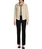 Color:Cream - Image 3 - NZ ACTIVE by NIC + ZOE All Year Textured Knit Stand Collar Long Sleeve High-Low Hem Pocketed Jacket