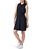 Color:Black Onyx - Image 1 - NZ ACTIVE by NIC + ZOE Woven Tech Stretch Point Collar Drawcord Waist Sleeveless Pocketed Dress