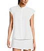 Color:Paper White - Image 1 - NZ ACTIVE by NIC+ZOE Tech Stretch Banded Collar Cap Sleeve Snap Front Top