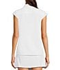 Color:Paper White - Image 2 - NZ ACTIVE by NIC+ZOE Tech Stretch Banded Collar Cap Sleeve Snap Front Top