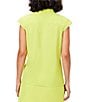 Color:Tennis Ball - Image 2 - NZ ACTIVE by NIC+ZOE Tech Stretch Banded Collar Cap Sleeve Snap Front Top