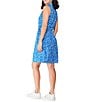 Color:Blue Multi - Image 2 - NZ ACTIVE by NIC+ZOE Tech Stretch Knit Animal Blues Print Point Collar Sleeveless Button Front A-line Dress