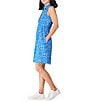 Color:Blue Multi - Image 3 - NZ ACTIVE by NIC+ZOE Tech Stretch Knit Animal Blues Print Point Collar Sleeveless Button Front A-line Dress