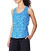 Color:Blue Multi - Image 1 - NZ ACTIVE by NIC+ZOE Tech Stretch Knit Animal Blues Print Scoop Neck Sleeveless Tank Top