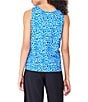Color:Blue Multi - Image 2 - NZ ACTIVE by NIC+ZOE Tech Stretch Knit Animal Blues Print Scoop Neck Sleeveless Tank Top