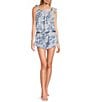 8 Oak Lane Sleeveless Tie Top Woven Floral Print Shorty Pajama Set - Image 1
