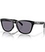 Color:Matte Black/Prizm Grey - Image 1 - Men's OO9284 Frogskins Range 55mm Round Sunglasses
