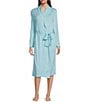 Color:Aruba Blue - Image 1 - Oasis Lightweight Brushed Sweater Knit Long Sleeve Robe