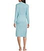 Color:Aruba Blue - Image 2 - Oasis Lightweight Brushed Sweater Knit Long Sleeve Robe