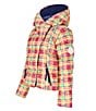 Obermeyer Calypso Down Plaid Print Asymmetrical Zip Puffer Ski Jacket, Color:Sun Day Plaid - Image 7