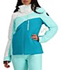 Color:Teal Me - Image 1 - Jette HydroBlock® Pro Hooded Zip Front Color Block Jacket