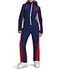 Obermeyer Snowbird Stripe Water Repellent Zip Front Ski Suit, Color:Midnight Navy - Image 1