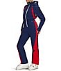 Obermeyer Snowbird Stripe Water Repellent Zip Front Ski Suit, Color:Midnight Navy - Image 3