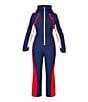 Obermeyer Snowbird Stripe Water Repellent Zip Front Ski Suit, Color:Midnight Navy - Image 5