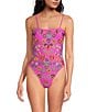 OCEANUS Mirrored Sea Beaded One Piece Swimsuit, Color:Purple - Image 1