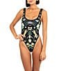 OCEANUS Willow Beaded One Piece Swimsuit, Color:Black - Image 1