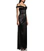 Color:Black - Image 3 - Off-The-Shoulder Corset Wrap Side Slit Long Dress