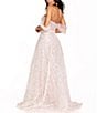 Color:Light Blush - Image 2 - Off-The-Shoulder Illusion Bodice Beaded Glitter Ball Gown