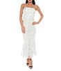 Oleg Cassini 3D Embroidered On Mesh Off The Shoulder Long Dress - Image 1