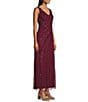 Oleg Cassini Beaded Mesh V-Neck Sleeveless Gown, Color:Wine - Image 3