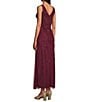 Oleg Cassini Beaded Mesh V-Neck Sleeveless Gown, Color:Wine - Image 4