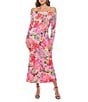 Oleg Cassini Floral Print Heavy Keepsake Lace Off The Shoulder Long Sleeve Gown - Image 3