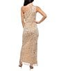 Oleg Cassini One Shoulder Beaded Mesh Sleeveless Gown - Image 2