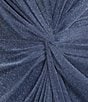 Oleg Cassini Plus Size Metallic Sheer Knit Crew Neck Long Sleeve Knot Front Gown, Color:Navy/Silver - Image 3