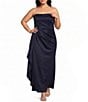 Oleg Cassini Plus Size Strapless Side Drape Scuba Gown - Image 1