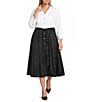 Oleg Cassini Plus Size Stretch Taffeta Collar Neck Midi Dress - Image 1