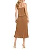 Oleg Cassini Ruffle Pop Over Bodice Pleated Midi Dress - Image 2