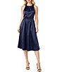 Oleg Cassini Satin Rouched Neck Dress - Image 5
