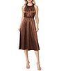 Oleg Cassini Satin Rouched Neck Dress - Image 1