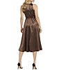 Oleg Cassini Satin Rouched Neck Dress - Image 2