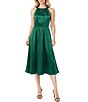 Oleg Cassini Satin Rouched Neck Dress - Image 3