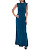 Oleg Cassini Sleeveless Mock Neck Front Drape Long Dress - Image 1