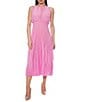 Oleg Cassini Crew Neck Sleeveless Smock Waist Pleated Midi Dress - Image 1